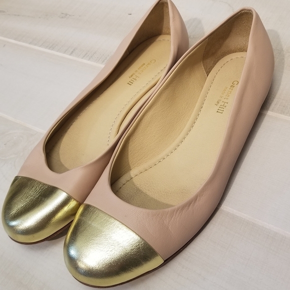 Garnet Hill Shoes - {8.5} Garnet Hill Gold Cap Toe and Nude Leather Ballet Flat